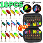 16/10pcs Fishing Spinner Metal Lures with Tackle Boxes Crankbaits Wobblers Metal Sequin Trout Spoon With Hooks for Carp Fishing