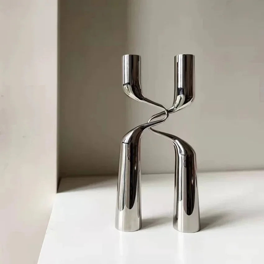 Silver Candle Holder Metal Candelabra Luxury Double Headed Center Table Candle Holders Living Room Home Decoration Gift Ideas