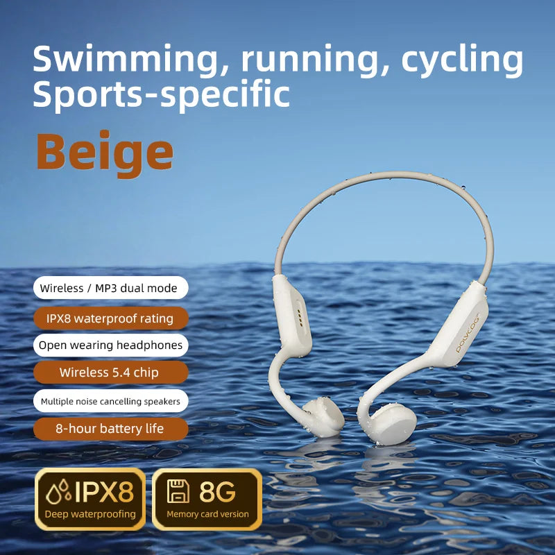 POLVCDG X7 Bone Conduction Bluetooth Swimming Headphones IPX8 Waterproof, 8GB, Blue/White/Black Red