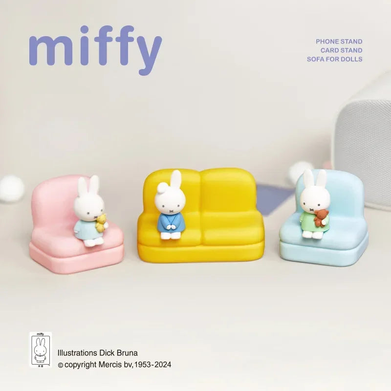 Kawaii Miffys Cartoon Surrounding Sofa Mobile Phone Stand Fashion Play Model Hand Desk Decoration Anime Doll Toy Kids Xmas Gifts