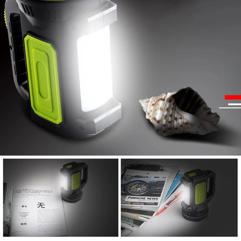 Rechargeable LED searchlight flashlight hand lamp, 2 light modes, waterproof, 1pc