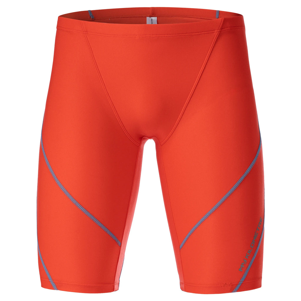MY KILOMETRE Mens Swim Jammer Swimwear PBT Durable Athletic Training Endurance Swimsuits Swimming Shorts Trunks Man Swim Jammers