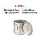 Keith Titanium Cup Titanium Water Mugs Folding Handle Single Wall Cup Outdoor Camping Travel Hiking Cups With Lid 220ml-900ml