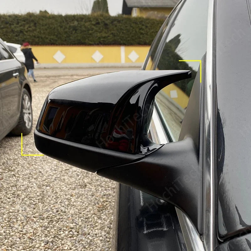 For BMW 5 6 7 Series E60 E61 E63 E64 F01 F02-F04 F06 F07 F10 F11 F12 F13 Carbon Fiber Black Side Wing Rearview Mirror Cover Cap