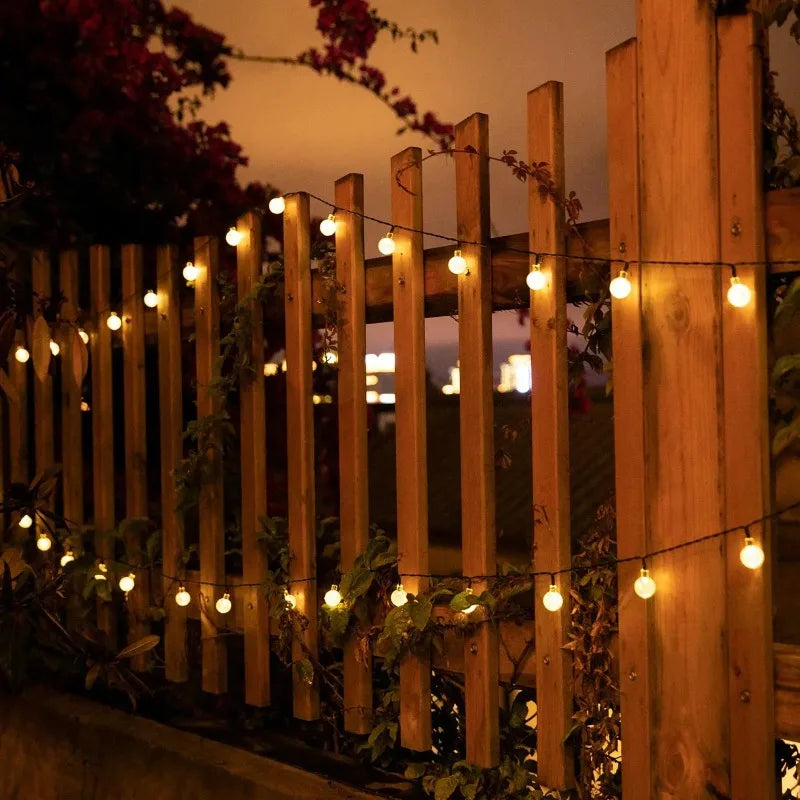 Solar bubble ball string lights, 8 modes, 22m 200 LED crystal globe outdoor, blue/white/yellow