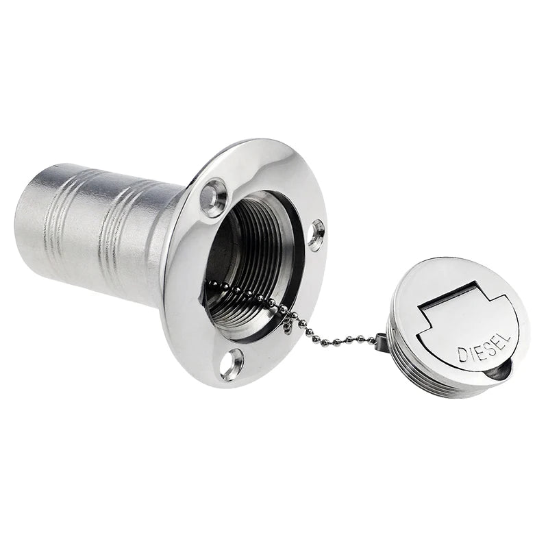38/50mm 316 Stainless Steel Boat Deck Filler with Keyless Cap GAS DIESEL FUEL WASTE WATER Mirror Polish Marine Deck Filler Cap