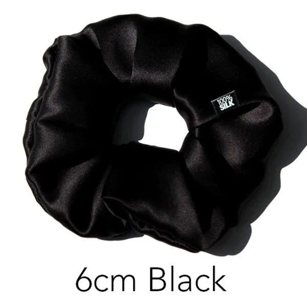 Mulberry Silk Oversized Scrunchie Hair Tie 6cm Elastic Ponytail Holder, Baby Blue