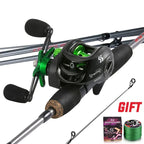 Sougayilang 1.7m Fishing Rod Carbon Fiber Casting Rod and Baitcasting Reel combo with Free Pe Line As Gift Max Drag 8kg for Bass