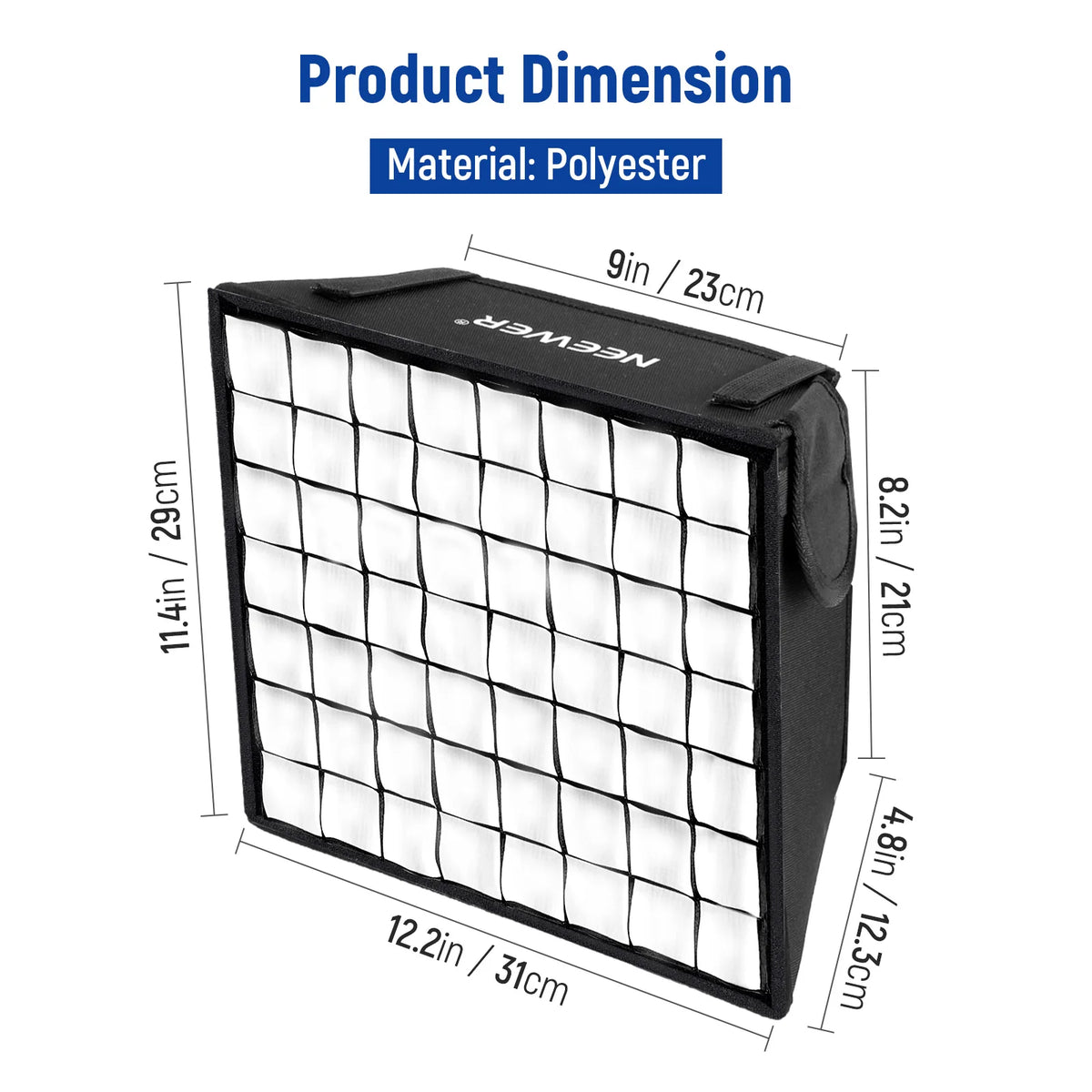 NEEWER 12.2"x11.4" Foldable Softbox Diffuser with Grid and Bag for NL660/SNL660/RGB660/RGB660 Pro/RGB660 PRO II LED Video Light