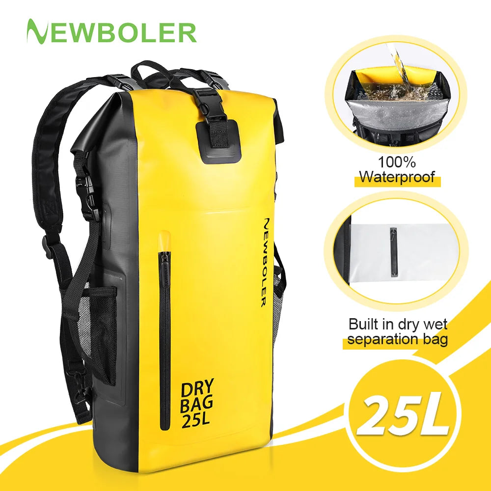 NEWBOLER 25L PVC Pack Dry Bag Backpack for Women Men Waterproof Shoulder Kayak Trekking Drifting Rafting Surfing Boating Bag