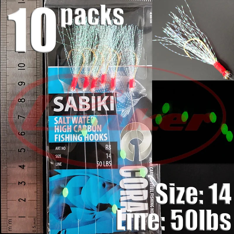 Lunker Sabiki lure flasher rig hook soft bait luminous eel glow dark mackerel fishing snapper mulloway flathead mullet shark