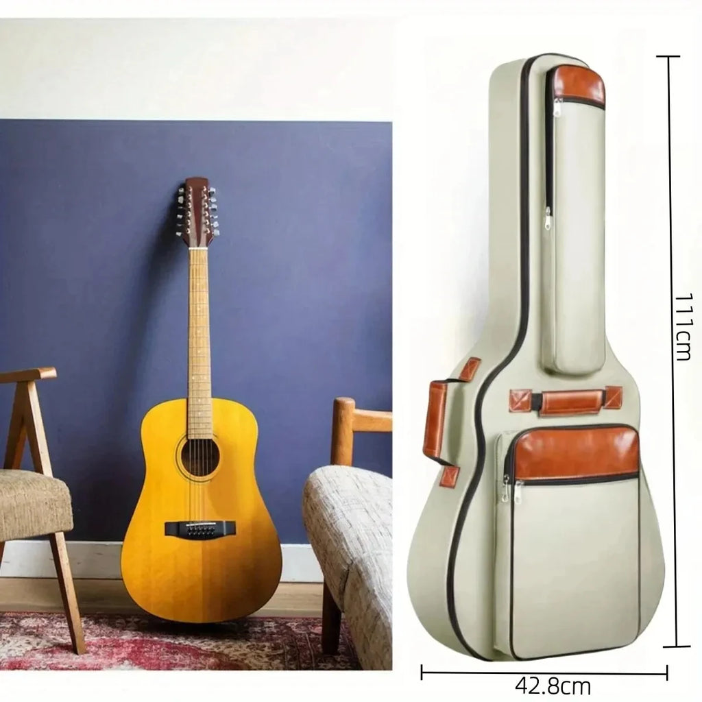 Acoustic Guitar Bag 41 Inch Thickened Waterproof Oxford Nylon Double Straps Cotton Padded Guitar Case Gig Backpack
