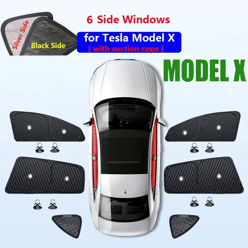 for Tesla Model 3 Y S X 2025-2020 26 Privacy Sunshade Side Window Sun Shades Front Rear Windshield Blind Shading Outdoor Camping
