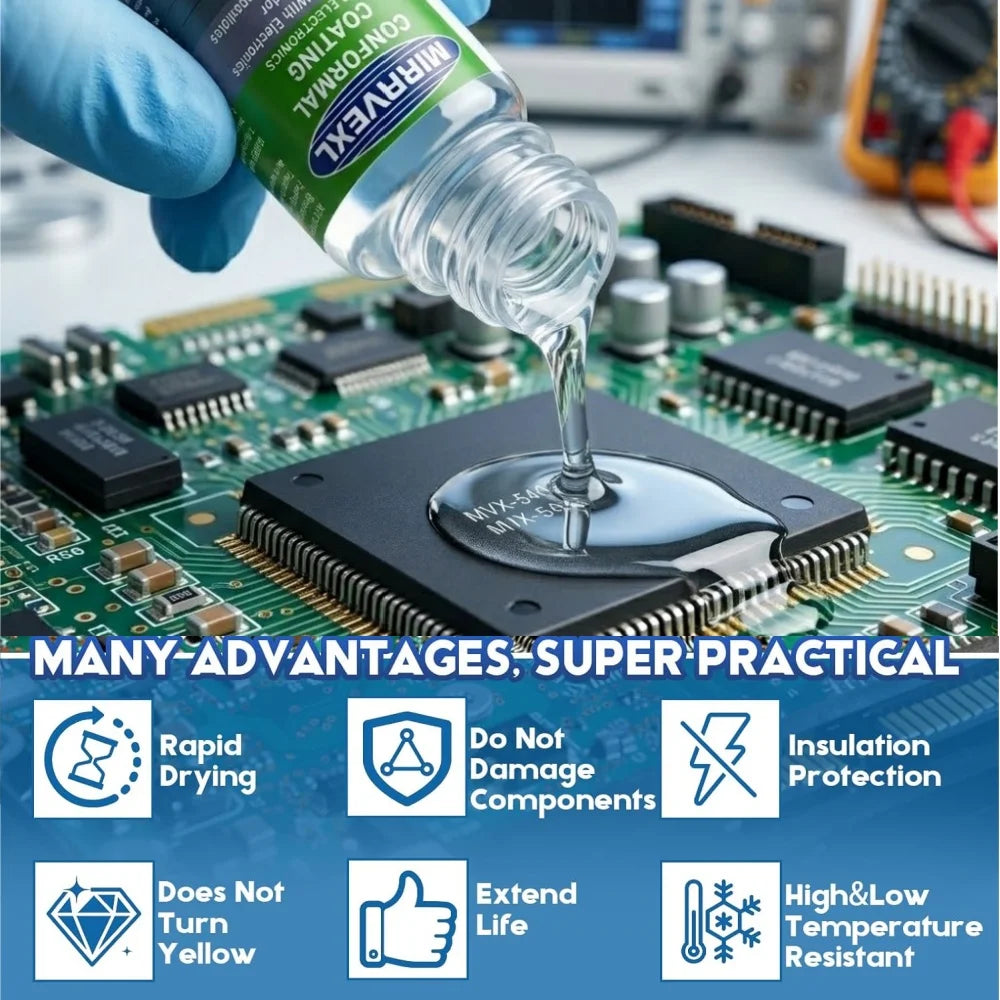 PCB conformal coating clear waterproof insulating varnish with brush, 1pc-6pc