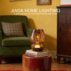 Glass Mushroom Table Lamp, Coffee Color Lampshade, Bedside Bedroom Decor Light