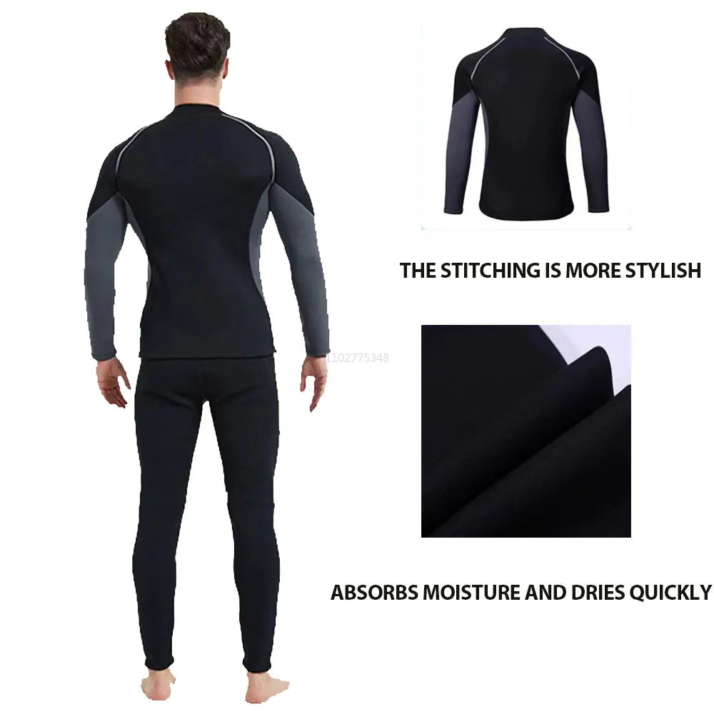 3mm/2mm Neoprene Wetsuit Men Jacket Pants for Swimming Surfing Scuba Diving Kayaking Kitesurf Front Zipper Swimwear Surf Suits