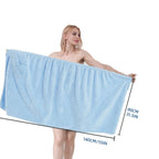 1pc Bath Wrap Towel, Absorbent Microfiber Spa Shower Robe With Elastic Top, Solid Color