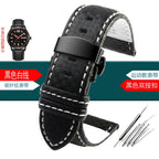 Carbon Fiber Pattern Leather Watch Strap 18mm 20mm 21mm 22mm 23mm 24mm Black Red Orange Stitching Watchband Bracelet Wristband