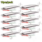 10pcs/pack Fishing Metal Jig Lures 20g 30g 40g Plating Silvery Metal Jig Lure Fishing Bait Fishing Lure Saltwater Bass Tackle