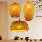 Newest Bamboo Pendant Lamps Ceiling Lights Rattan Wicker Lustre Hand Knit Braiding Suspended Home Dining Braided Decoration HOT