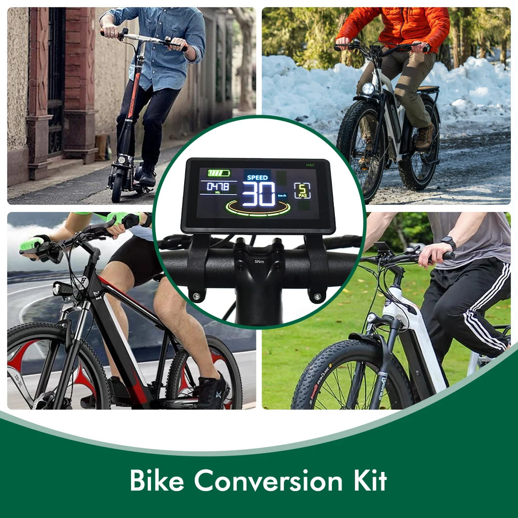 UART2 H6C Electric Bike LCD Display Speedometer Meter 24V-60V, 5/6 Pin Plug Options
