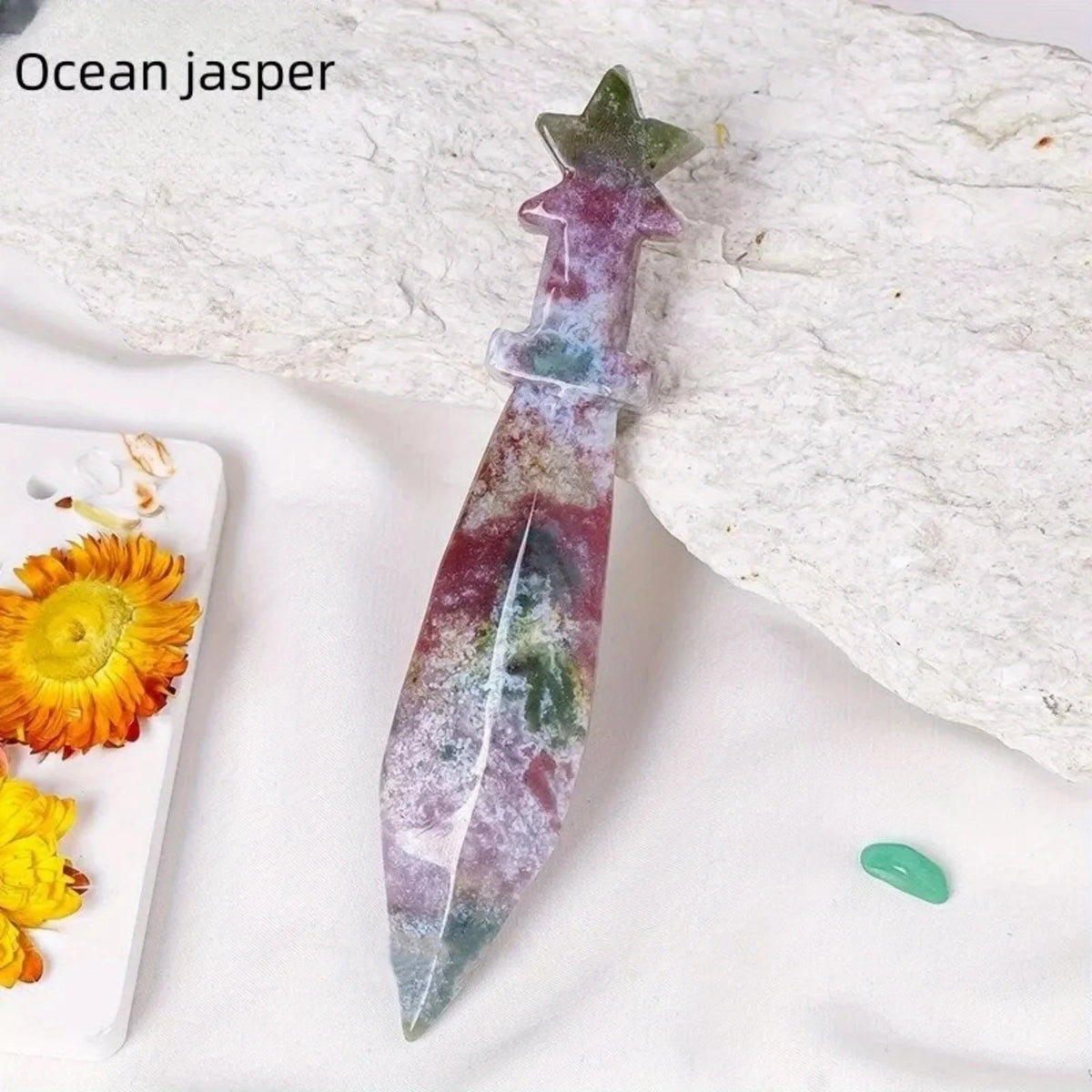 Jewelry Patterns 1pc Unique crystal Knife - Hand quartz carved knife、Crystal diy knife、Home decoration - Healing crystal gift