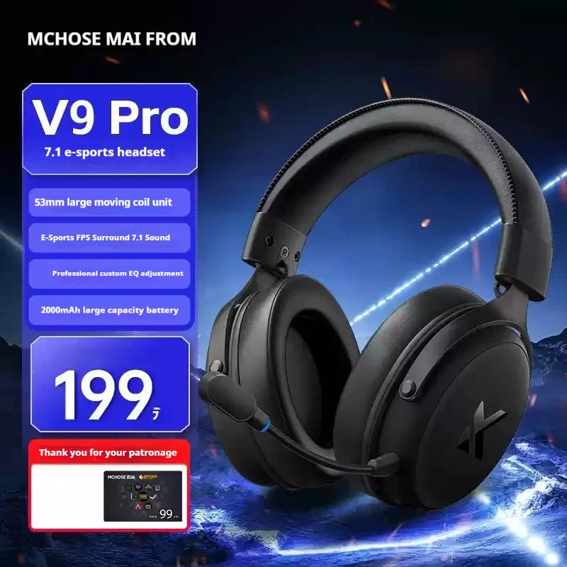 MCHOSE V9 pro Wireless Bluetooth Headset with Three Mode Microphone Noise Reduction Dynamic Sound Low Delay Office And Gaming