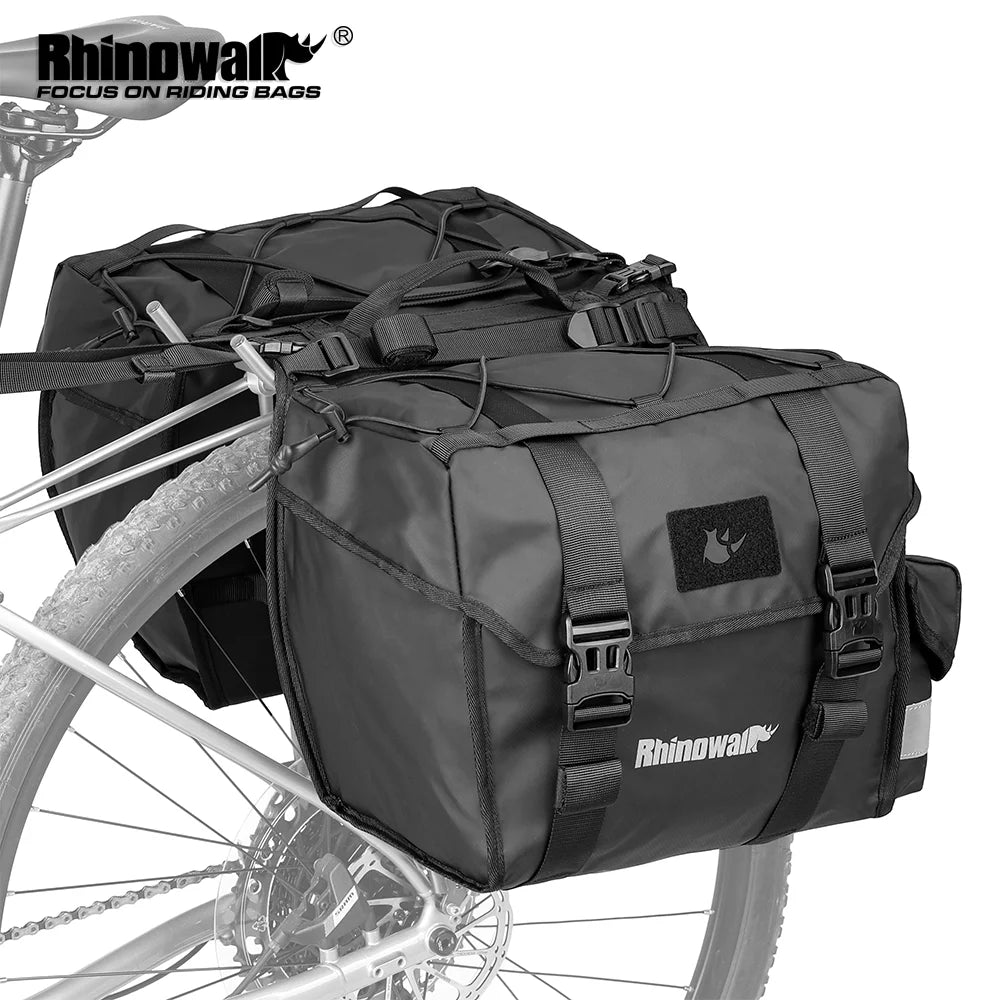 Rhinowalk Bike Pannier Bag 22/40/50L Waterproof Bicycle Double Side Saddlebag With Inner Support Plate Expandable Storage Strap