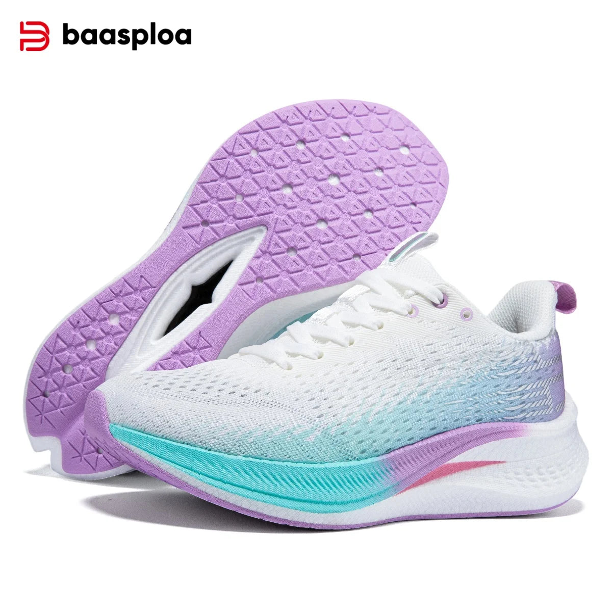 Baasploa Men Women Running Sneakers New Brand Carbon Plate Mesh Breathable Male Female Professional Training Unisex Sport Shoe