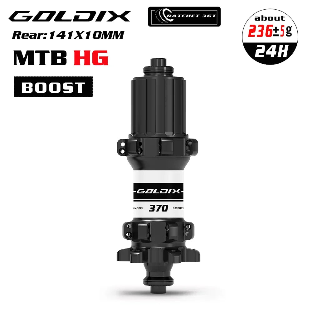 GOLDIX M370 Bicycle Hub 24H Sealed Bearing 6-bolt Disc Brake Straight Pull 24 Holes Ratchet 36T BOOST MTB Hub for Shimano SRAM