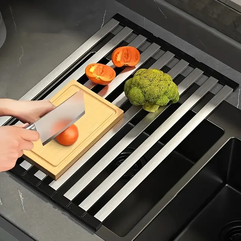 304 stainless steel kitchen sink drain rack sink dish rack dish rack foldable telescopic drain basket
