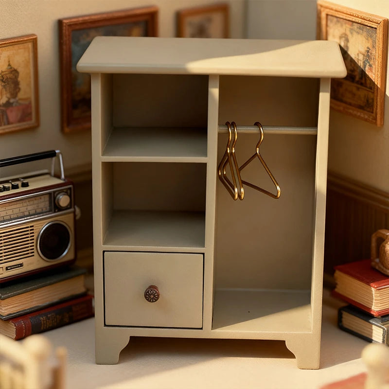 Miniature wooden wardrobes, dollhouse furniture accessories, and miniature scene decorations BJD/OB11 dollhouse home furnishings