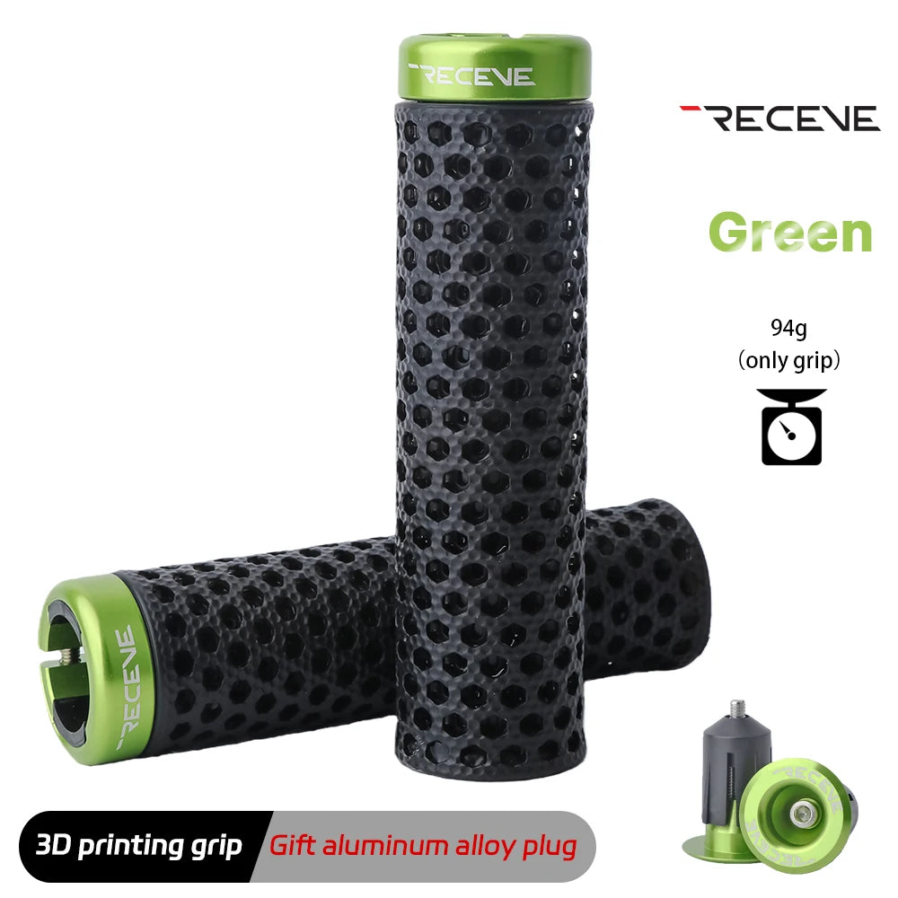 RECEVE Folding Bike Lock-On Handlebar Grips with Aluminum End Caps, 3D Printed