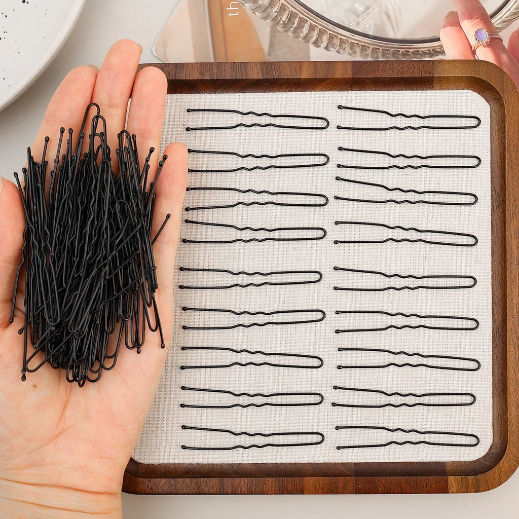 5/6/7cm U-Shaped Wavy Hair Clips Bobby Pin Barrette Salon Grip Black Metal Hairpins DIY Bridal Hairstyle Women Hair Accessories