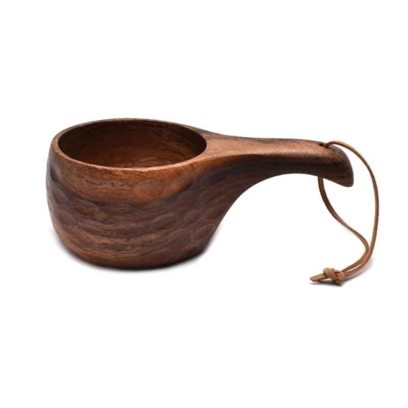 2025 New 210ml Outdoor Wood Cup Kuksa Camping Mug Coffee Milk Cups Mugs Acacia-Wood Drinkware Bushcrafts Artifact Kitchen
