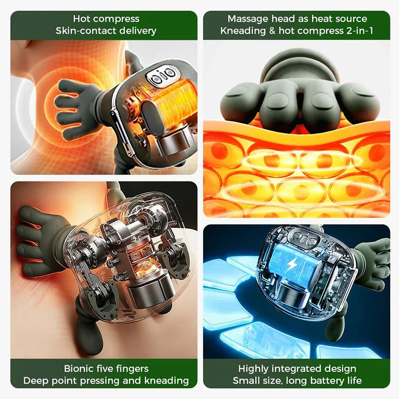 Bionic Finger Neck Shoulder Massager Wireless Neck Cervical Trapezius 4D Kneading Body Back Hand Massage Shawl Brushless Motor
