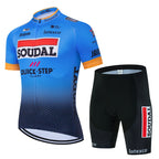 New 2026 SOUDAL Quick Step Men Summer Short Sleeve Cycling Jersey Set Breathable Quick Drying Cycling Clothes Shirt 19D Cushion