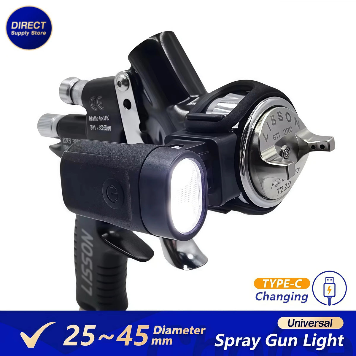Upgrade Universal Spray Gun Light with 2 Straps Airbrush Paint Fill Light Adjustable Lighting Power Brightness Painting Tool Acc