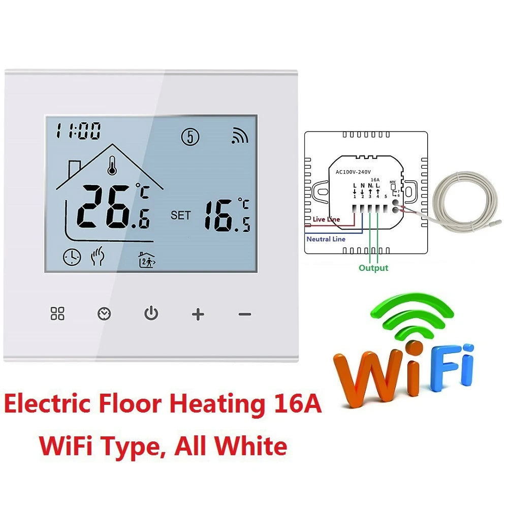 MINCO HEAT M4A Warm Floor Thermostat Tuya WiFi 3A 16A Electric/Gas Boiler/Water Heating Temperature Controller 1PC