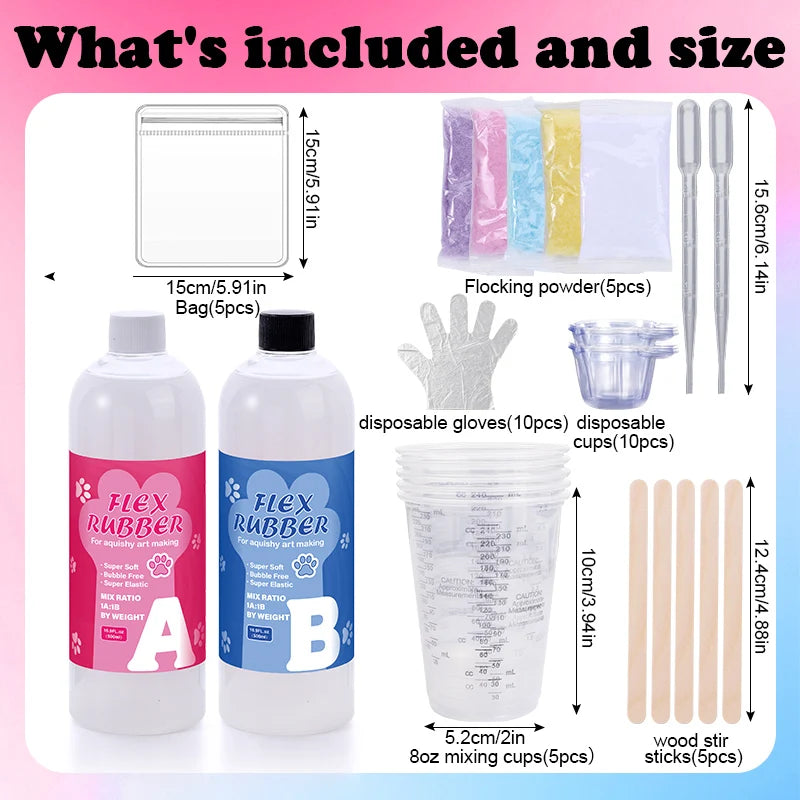 Taba Squishy Kit Liquid Silicone Gel Super Soft Squishy Kit 1:1 AB Ratio Resin Silicone for Molding Hamsters Cat Paws DIY