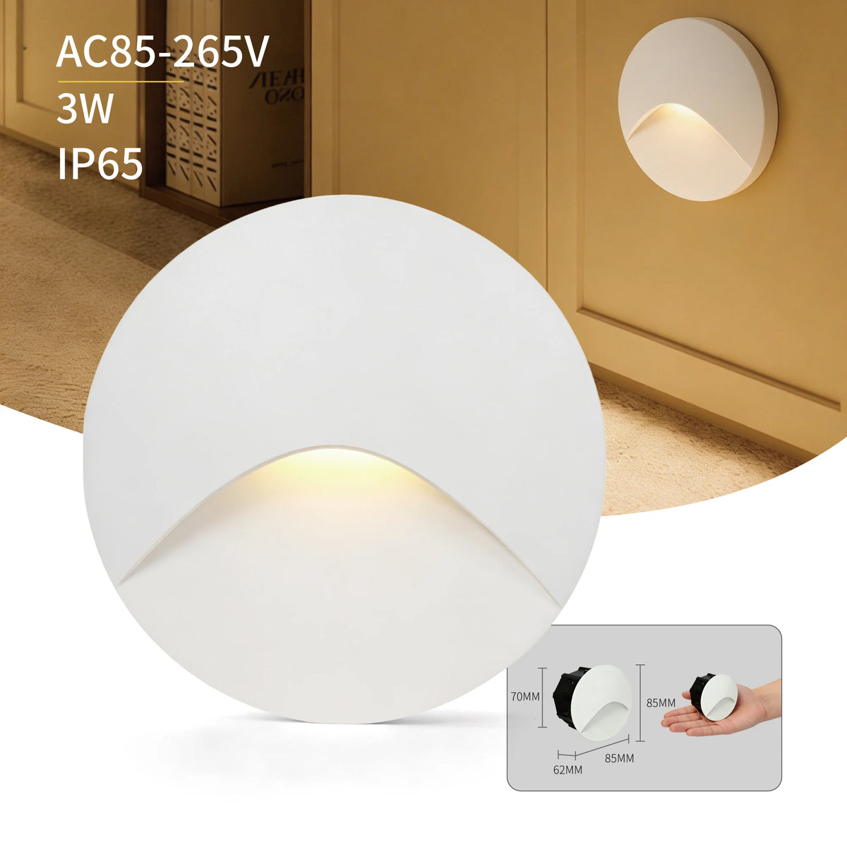 3W Stair Light Indoor Wall lamp Step Light Aisle Corridor Night Light AC85-265V Waterproof IP65 Wall Light