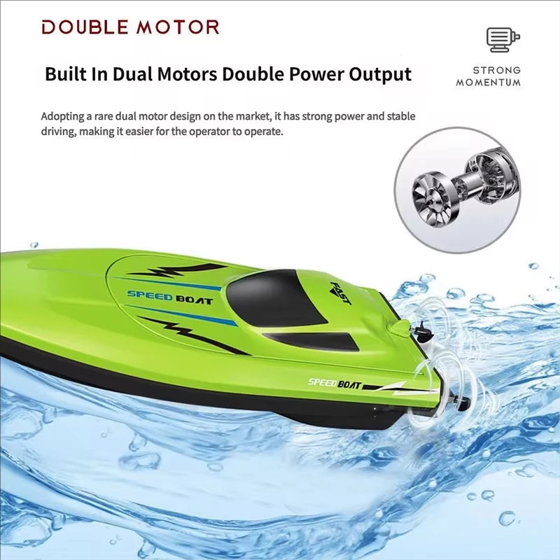 NEW2.4G Remote Control Speed Boat for Kids – Fast Electric RC Boat Toy with Dual Motor, Waterproof Model for Pool & Outdoor Play