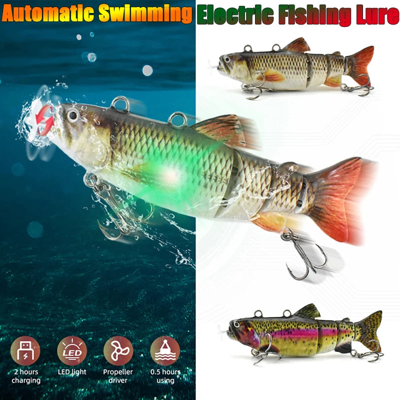 Automatic Swimbait Electric Robotic Fishing Lure 4-Segement Auto Multi Jointed Bait USB Rechargeable Wobbler Pesca Accessories