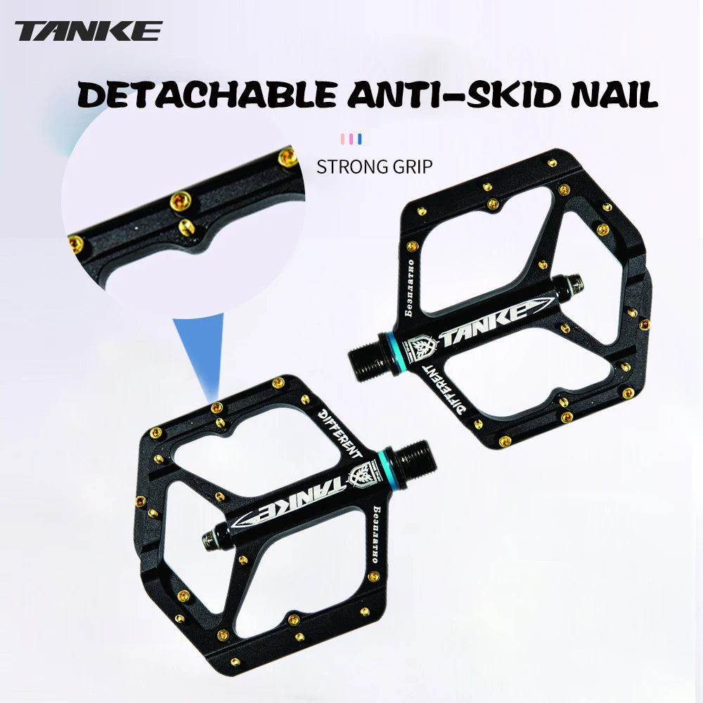 TANKE MTB Bike Pedals Aluminum Alloy Non-Slip Platform 10 Pins/Side with Bearings, Colors
