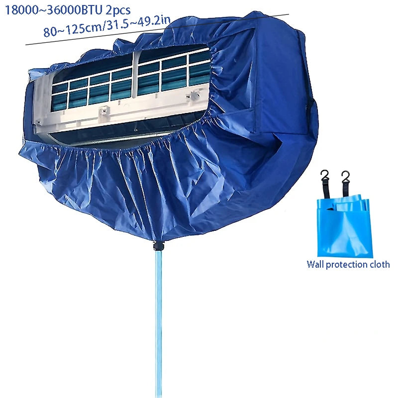 Hanging AC Cleaning Cover Kit, Reusable Dust Water Bag w/ Support Plate, 105cm 2pcs