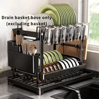 Heavy-Duty Plastic Sink Base with Drain Board - Clog-Resistant Drain System & Dish Drying Rack, Under-Sink Storage Organizer