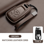 Auto Key Shell Fob For Audi A4 A4L A5 Q5 Q7 TT TTS 8S B9 2016 2017 2018 Leather Car Remote Key Case Cover Keychain Accessories