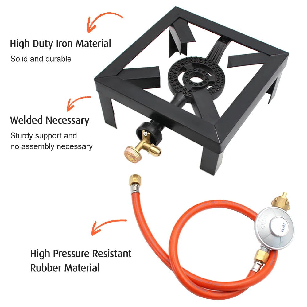 Tomshoo 8KW Gas Boiling Ring Cast Iron Burner Large LPG Stove Outdoor Cooker Iron Frame Portable Fire Control Stove Camp Supply