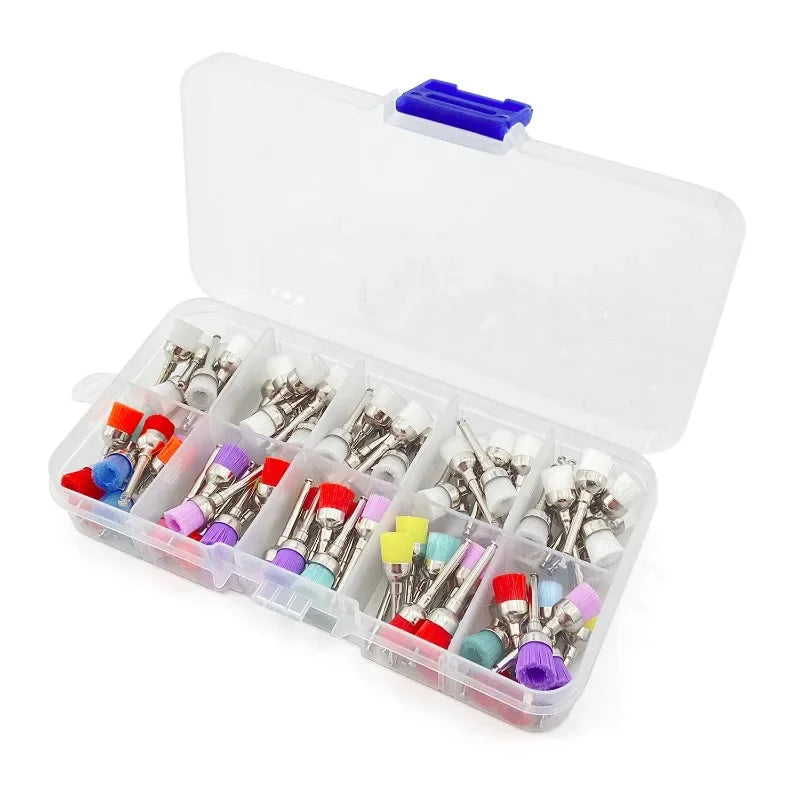 100pcs Dental Nylon Polishing Brushes Bowl Shape Colorful Dental Prophy Brush Prophylaxis Brush For Contra-Angle Handpiece