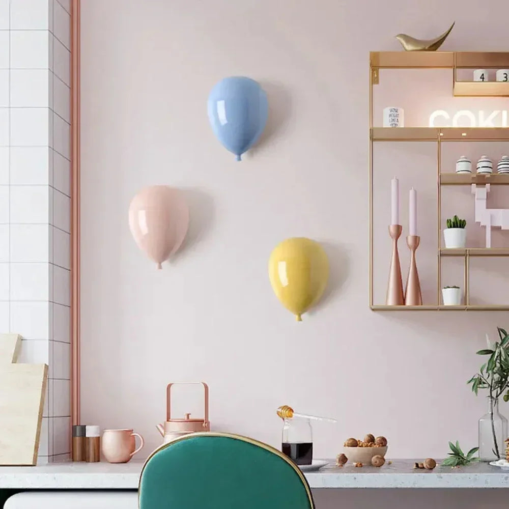 Wall-Mounted Ceramic Balloon - Hanging Sculpture for Children's Room, Simple Home Decor & Creative Gift Decoration!